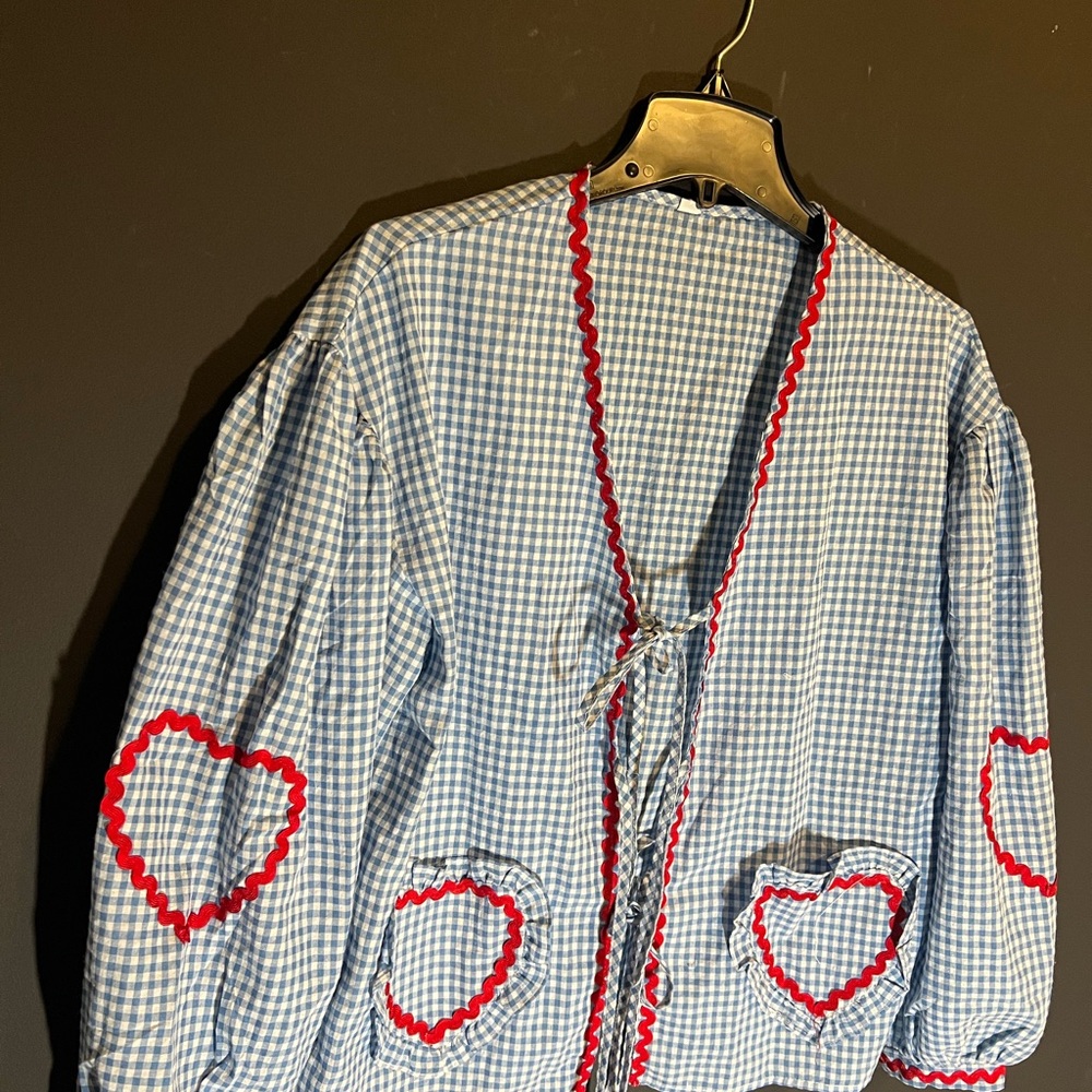 Gingham and Heart Cardigan - Picture 2 of 5